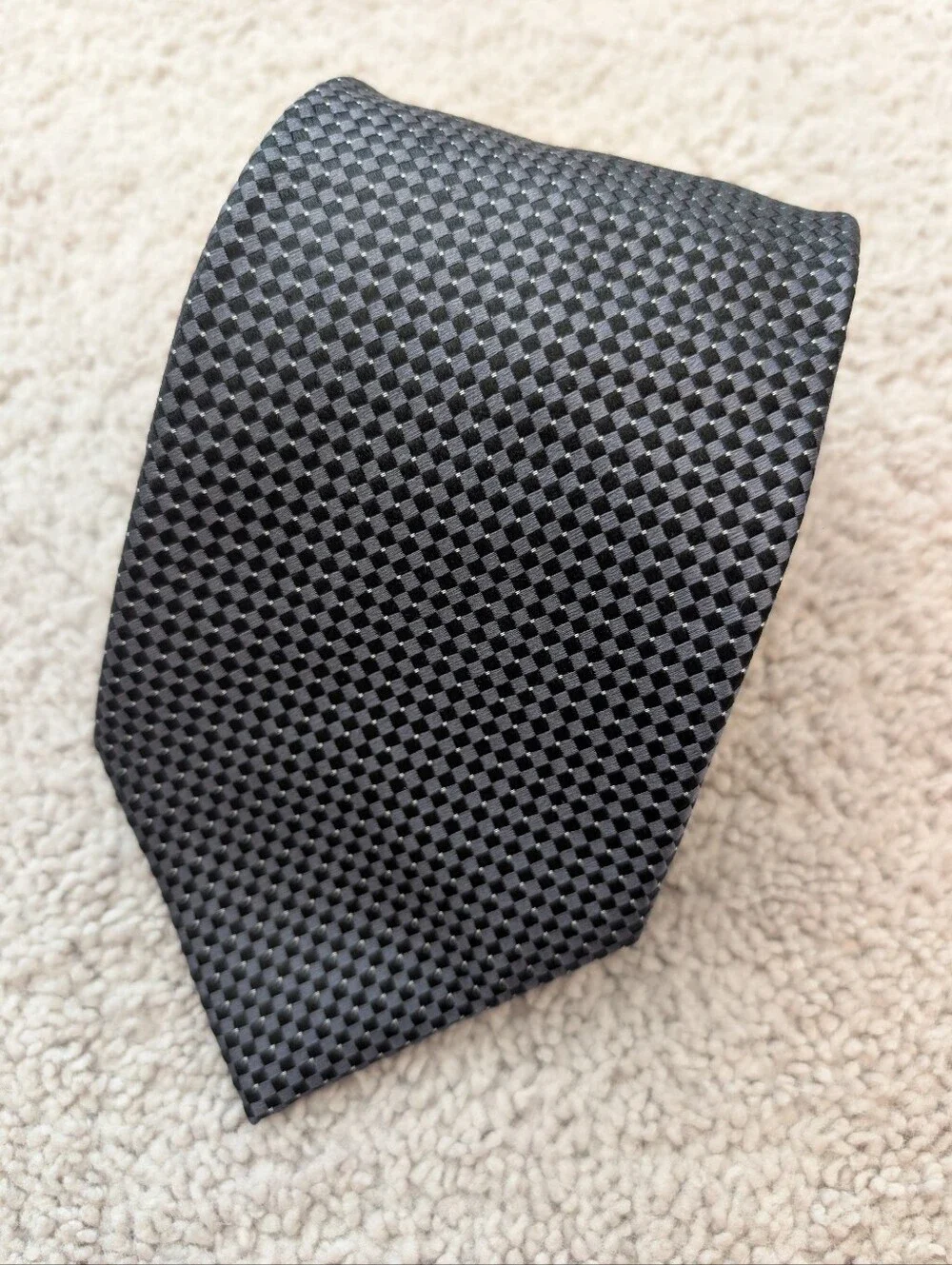 Donald J Trump Men's Signature Collection Tie Black & Silver Geometric Silk